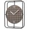 10" Black Metal Geometric Open Frame Clock with Grid Patterned Clockface